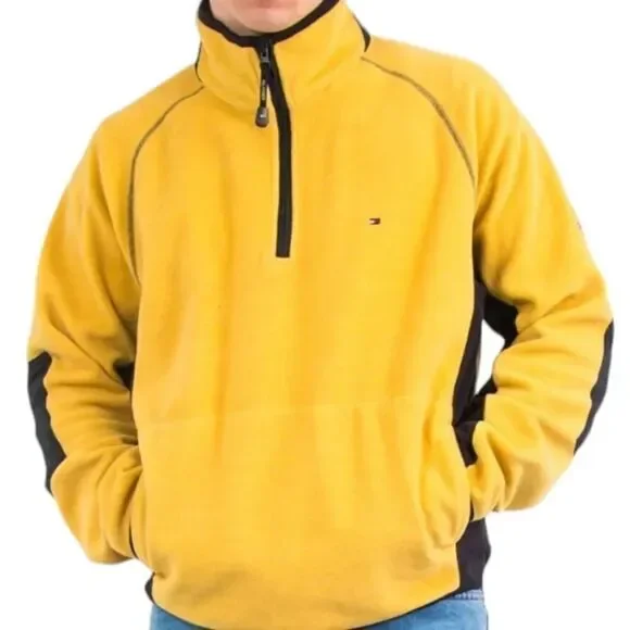 Vintage 90s Y2K Tommy Hilfiger Cold Stop Performance Fleece Jacket in Yellow XXL